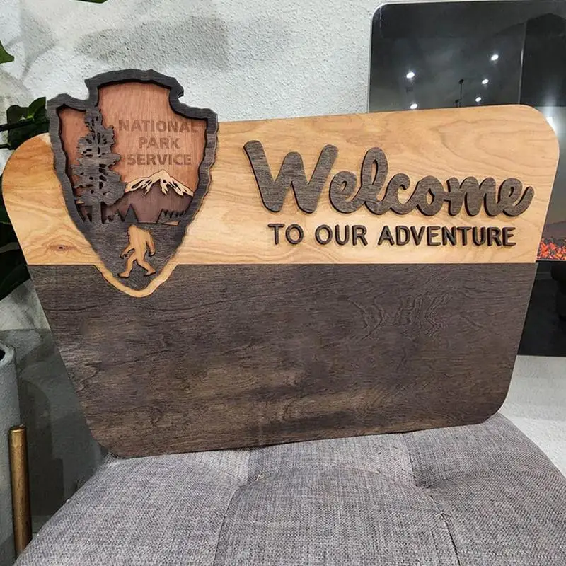 Letrero de aventura del Parque Nacional, tablero de campamento decorativo de madera de 38cm, ventana/pared/decoración del hogar para naturaleza, actividad al aire libre y naturaleza - imagen 5