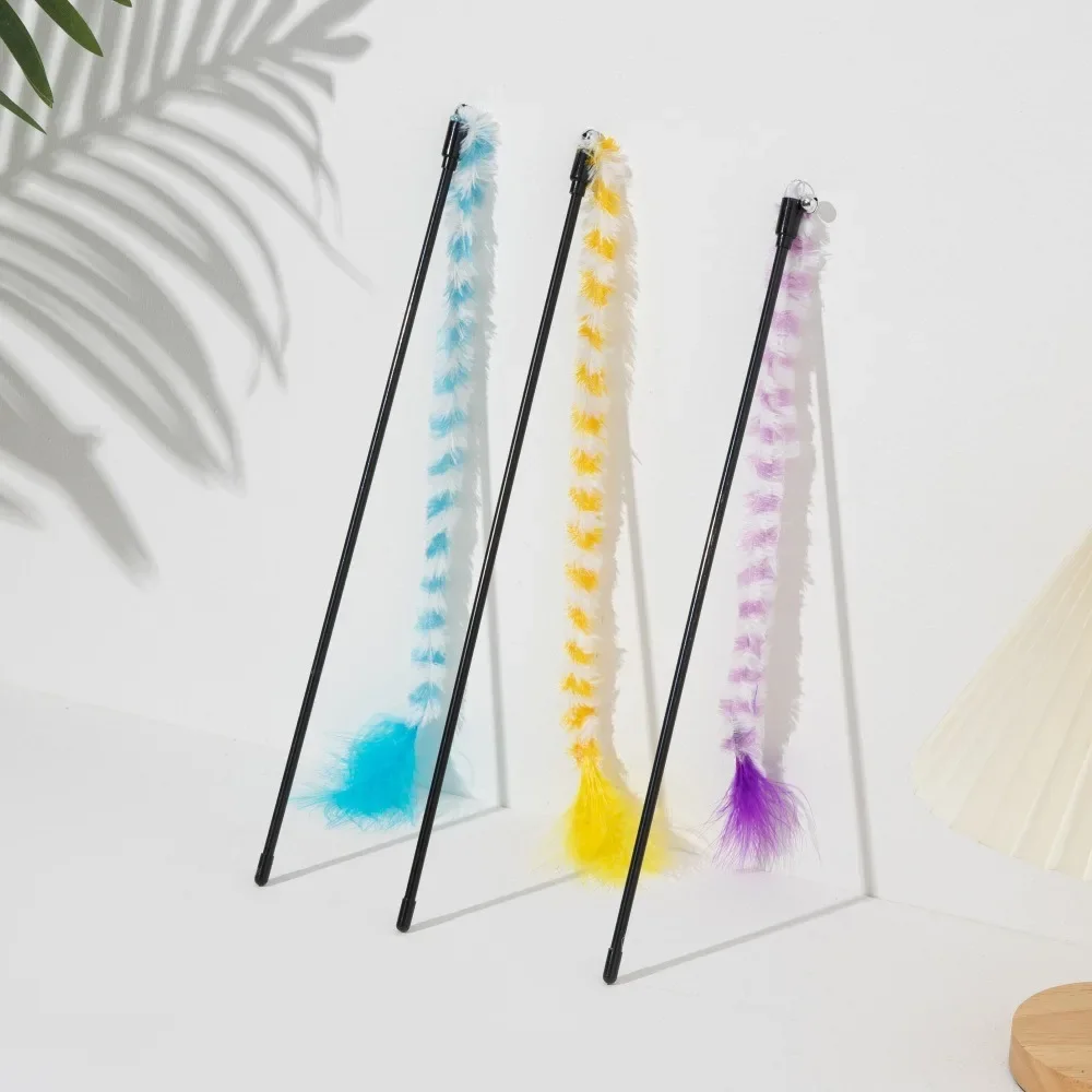 Juguetes interactivos para gatos, divertido palo de rompecabezas de plumas con campana, Collar para mascotas, gatito, juguetes de entrenamiento, suministros para gatos - imagen 3