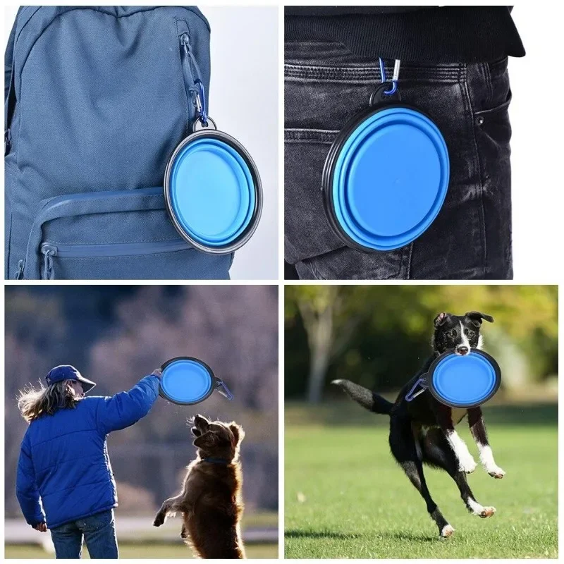 Cuenco plegable para perros, cuencos de viaje plegables de silicona para mascotas, alimentación de agua y alimentos, plato de taza plegable sin BPA con mosquetón - imagen 4