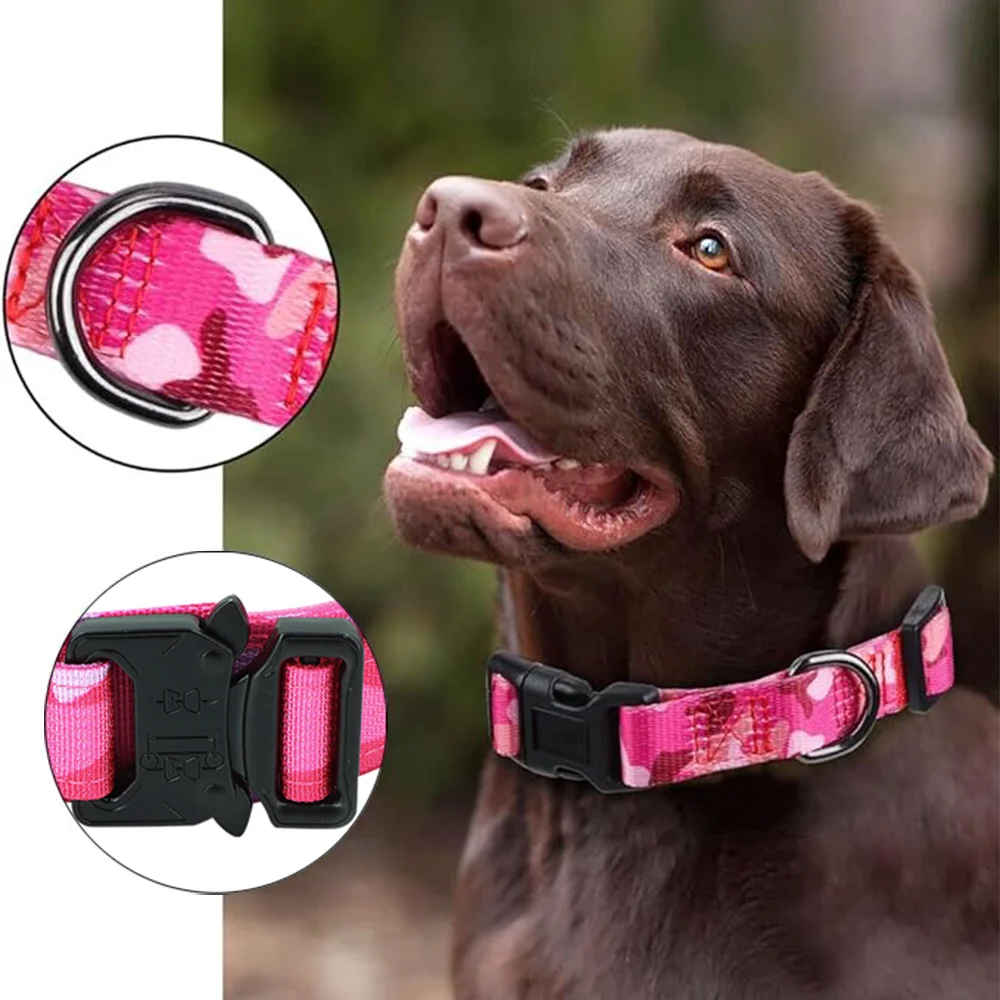 Collar táctico de camuflaje rosa para perro, correa suave personalizada, anticolisión de camuflaje rosa, adecuado para perros grandes - imagen 2