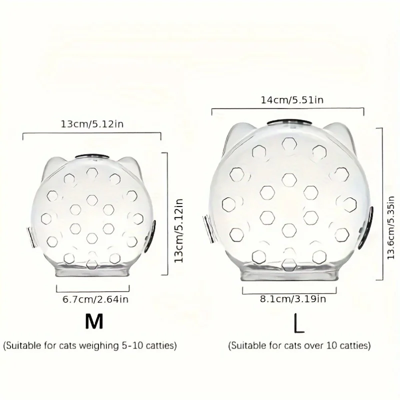 Mascarilla transpirable para gatos: antimordeduras, gorro redondo para mascotas para aseo, baño y caída, material ABS reutilizable, fácil de usar - imagen 2