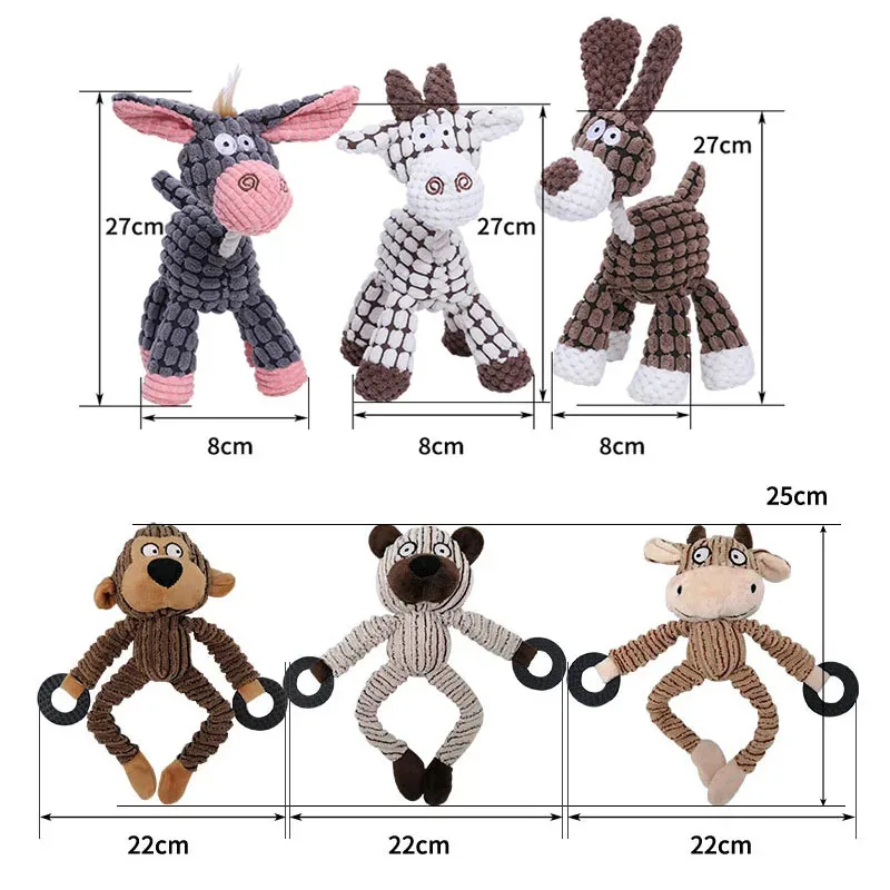 Juguete duradero para perros de peluche de burro: juguete masticable relleno chirriante para perros grandes y masticadores agresivos - imagen 3