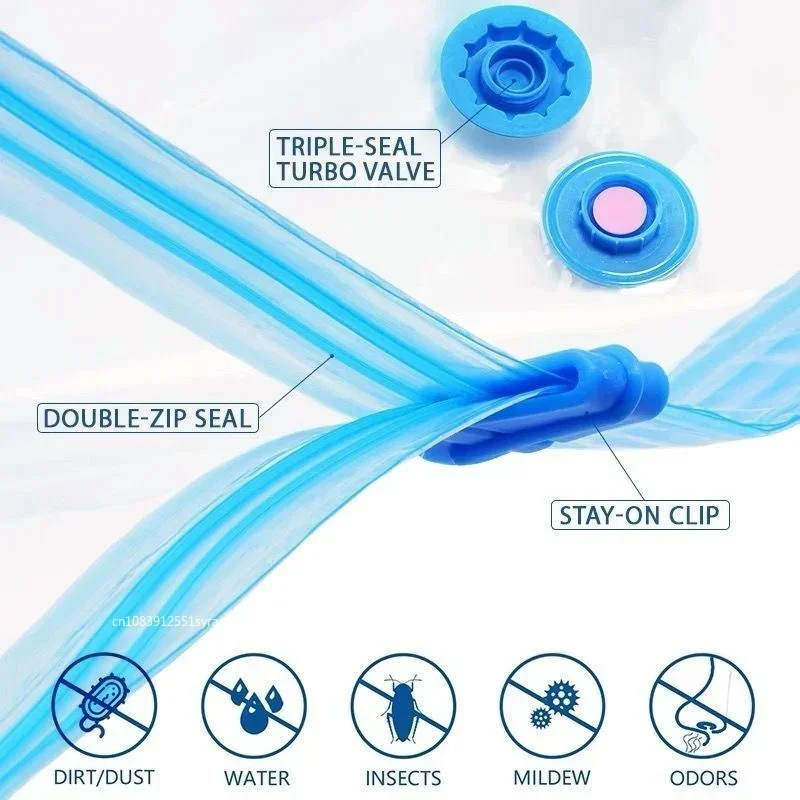 2025 actualización 5 bolsas de almacenamiento al vacío para ropa y ropa de cama, ahorro de espacio, bolsas de compresión gruesas para viajes/hogar/movimiento - imagen 3