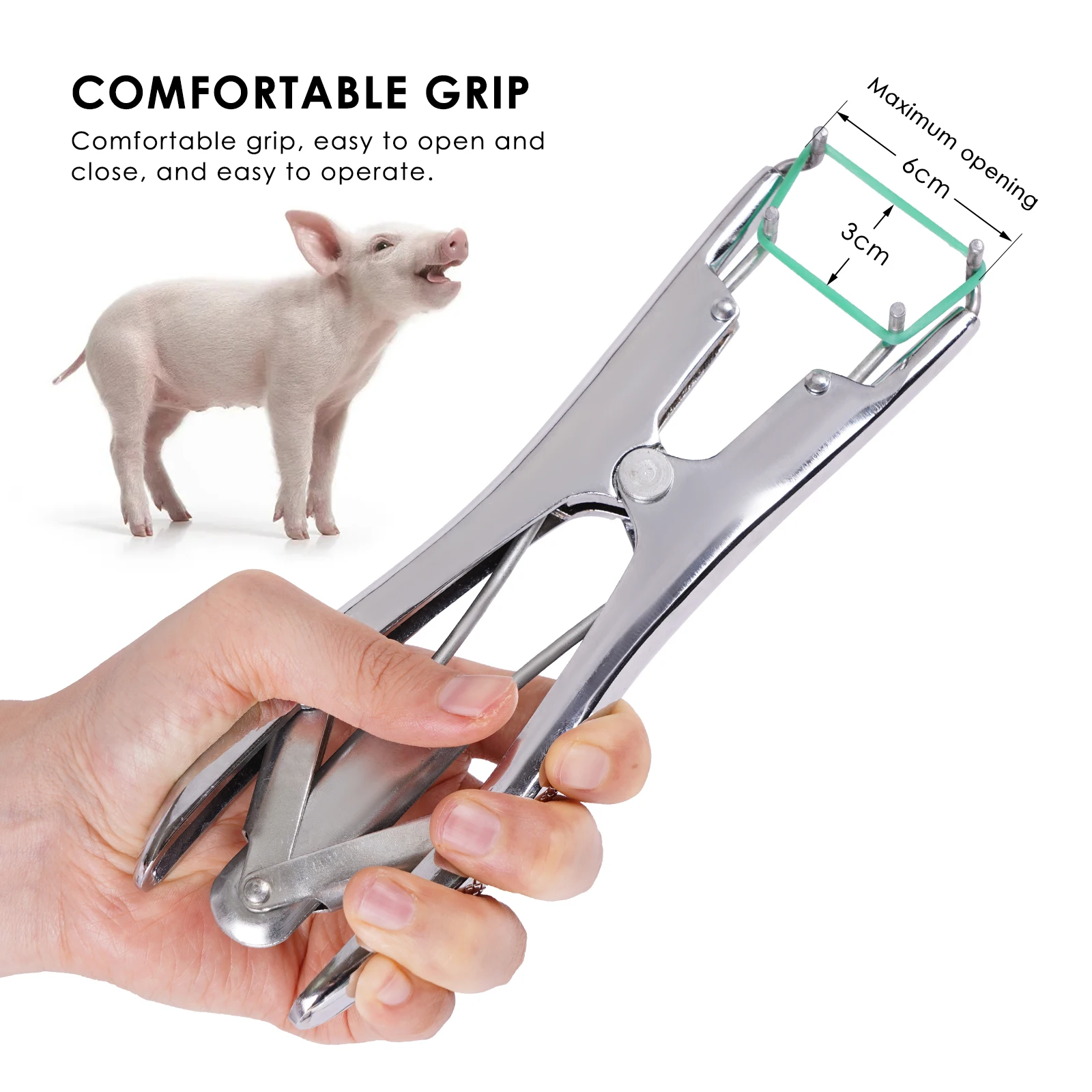 Nueva pinza de castración de cola de cerdo de oveja Animal, abrazadera de expansión, anillos de castración de goma elásticos, alicates de cola sin sangre para animales - imagen 3