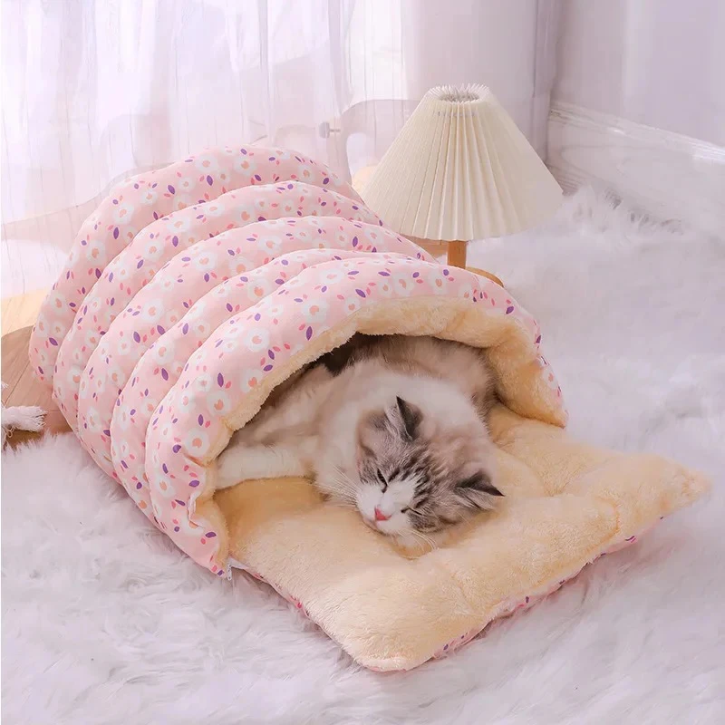 Cama cálida de invierno para gatos, nido para mascotas súper suave y bonito, perrera para perros pequeños, cama para dormir para gatos, cojín para mascotas, estera cálida, accesorios para animales - imagen 3