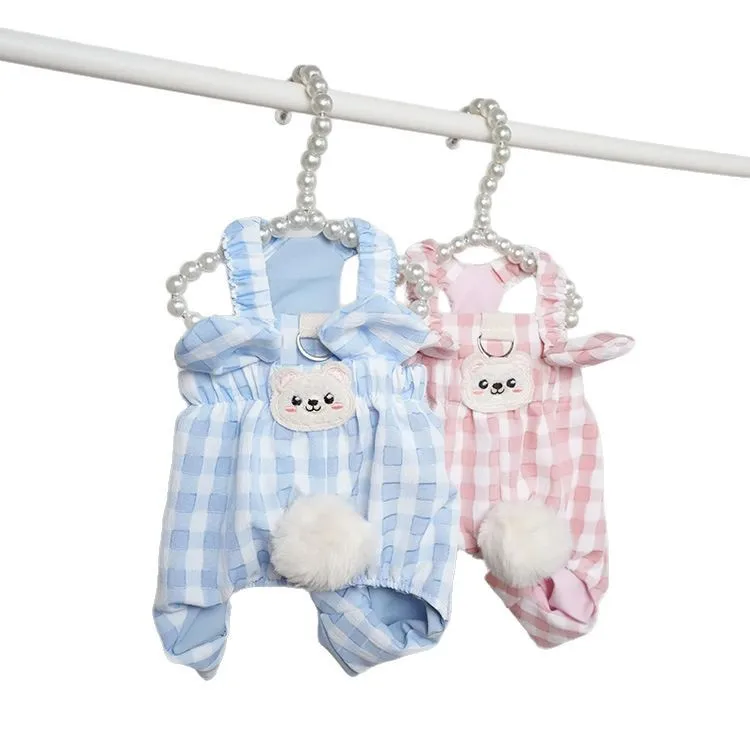 Monos de primavera para mascotas, ropa a cuadros de cuatro patas, mono para gatos y perros, ropa, pijama, ropa para cachorros