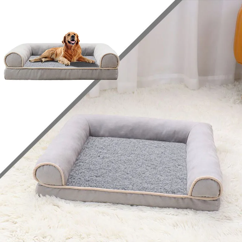 Cama para perro, sofá, sueño profundo, nido para mascotas, manta cuadrada gruesa y cálida para caniche, cojín impermeable, accesorios cómodos para perrera - imagen 4