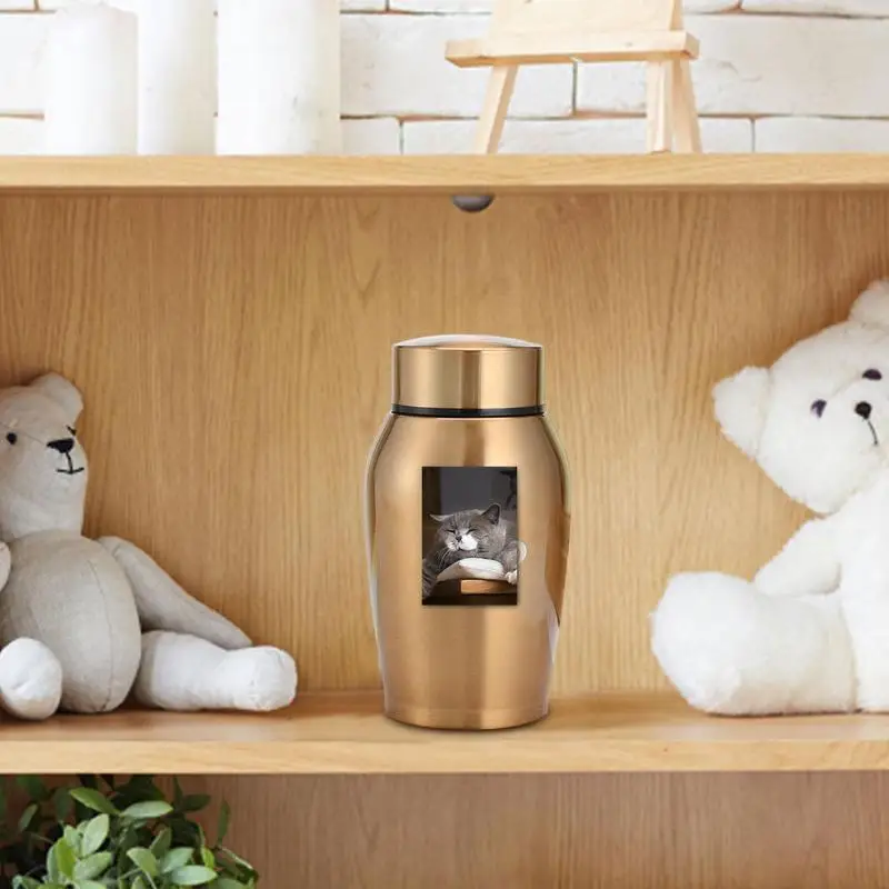Urna de cremación de acero inoxidable para mascotas, soporte para cenizas conmemorativas para perros, gatos y perros, suministros funerarios - imagen 2