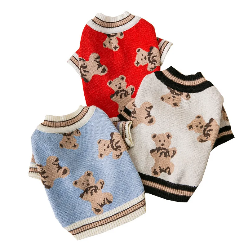 Otoño e Invierno mascota lindo oso suéter gato cuello alto dos piernas cárdigan pequeño y mediano tamaño perro Teddy mascota Sudadera con capucha - imagen 5