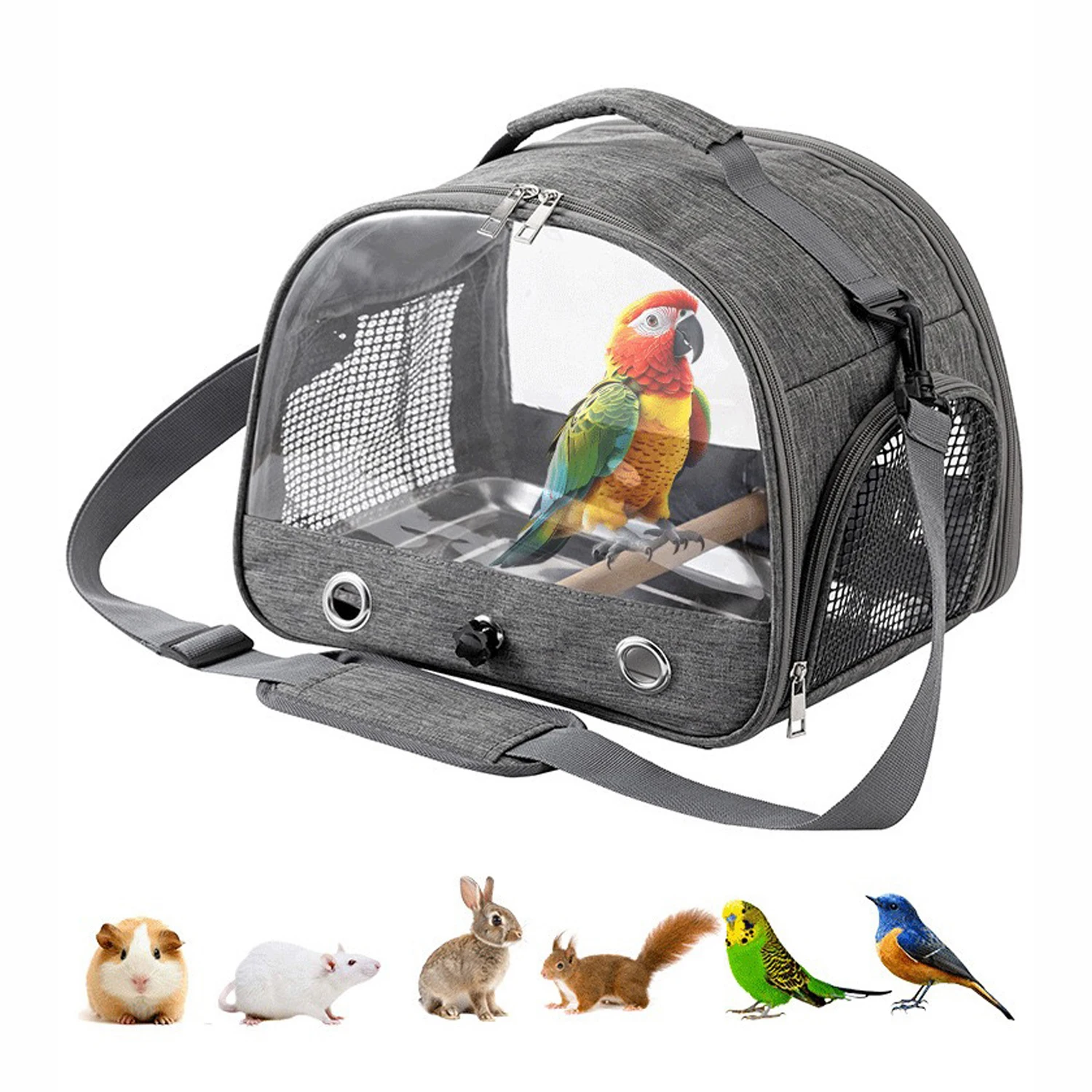 Mochila plegable para transportar mascotas con ventana transparente, bolsa de viaje portátil para mascotas pequeñas, ratas, conejos y pájaros ​