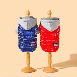 Nueva ropa para perros de otoño e invierno, ropa anticongelante para mascotas, abrigo de algodón con capucha de dos patas, suministros para mascotas, superventas