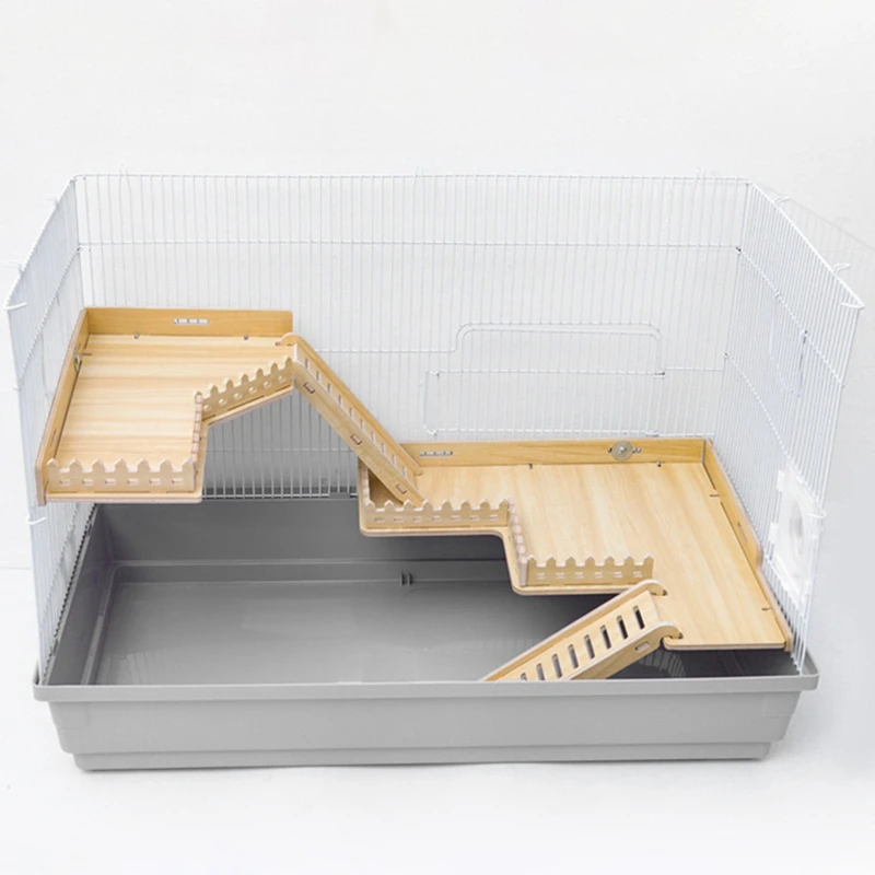 Decoración de hábitat de hámster Plataforma de madera de doble capa con escalera Accesorio de juguete duradero para mascotas para gerbil conejillo de indias y animales pequeños