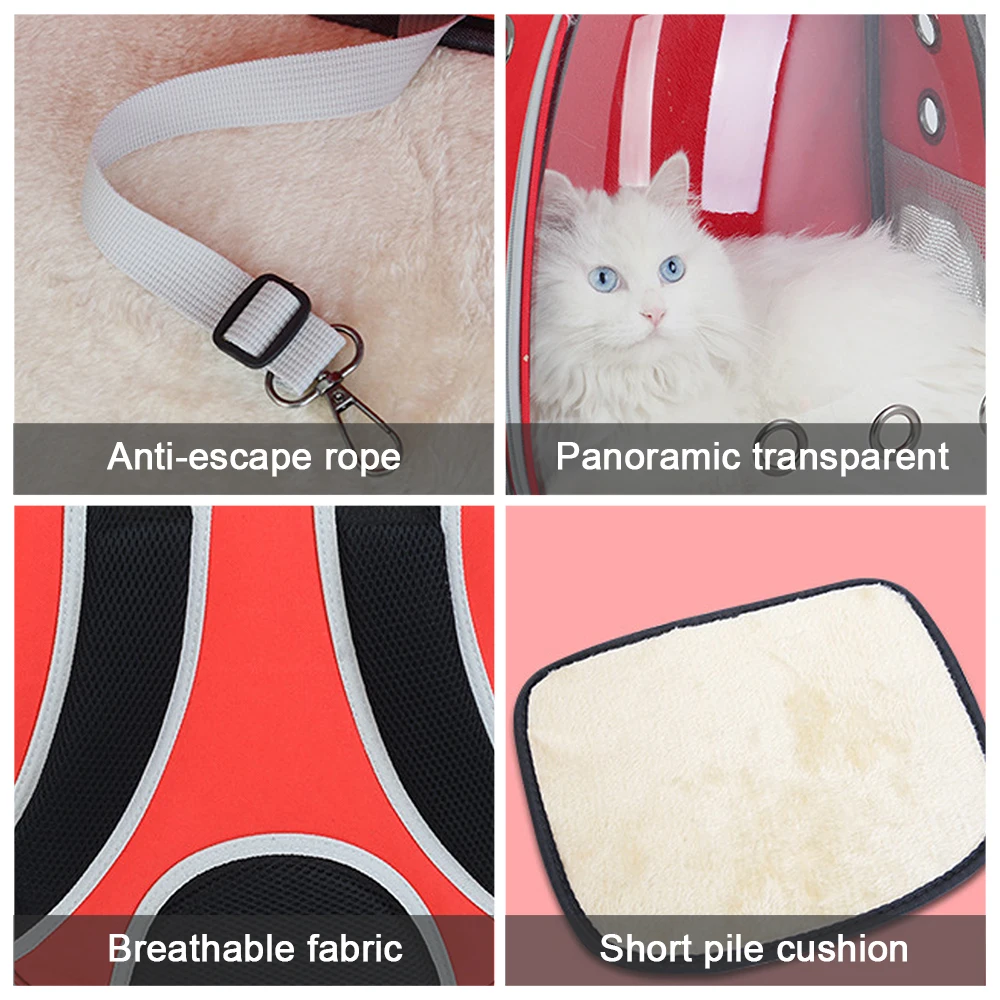 Bolsa de transporte para mascotas, mochila transparente y portátil, transpirable, cápsula espacial para cachorros y gatos - imagen 4