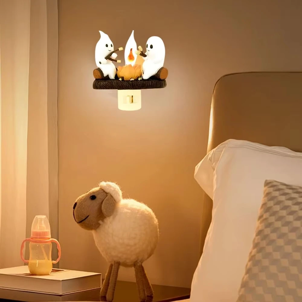 Luz nocturna para fogata fantasma de Halloween, luz nocturna intermitente para fogata en la pared, luz Led para decoración de habitación, niños, niñas, hombres y mujeres - imagen 5