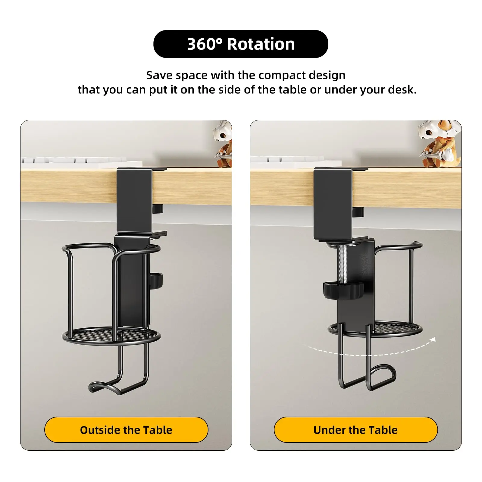 Soporte para auriculares 2 en 1, sin taladro, soporte para taza de escritorio, abrazadera de brazo mejorada ajustable, soporte para tazas de café, botellas de agua - imagen 4