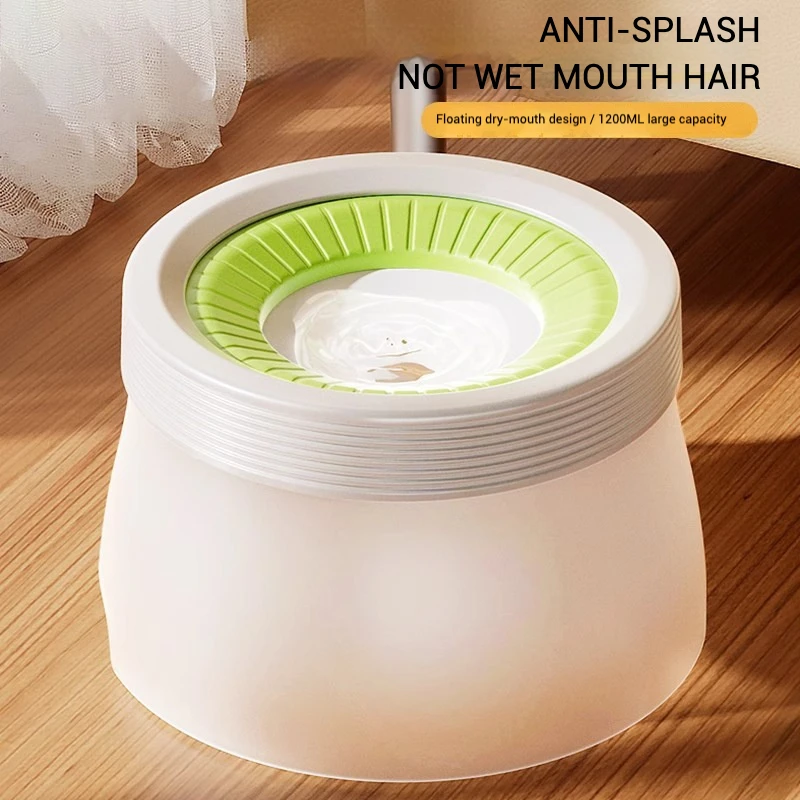 Cuenco de agua flotante para perro, boca no húmeda, sin derrames, diseño antisalpicaduras, flujo de agua ajustable, dos opciones de tamaño para viajes y hogar