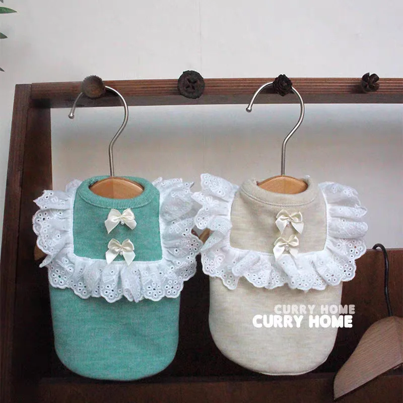 Chaleco de princesa recortado de encaje para perros pequeños, ropa para mascotas de primavera y otoño con bonito traje Floral para peluche Bichon, yorkie - imagen 4