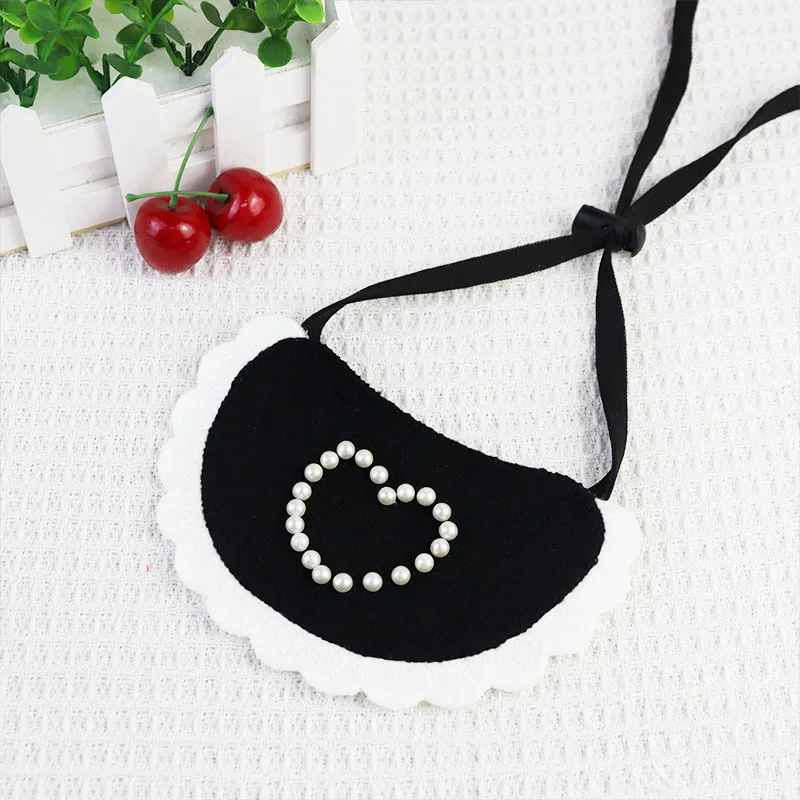 Bufanda con bordado de perlas INS para mascotas, babero de perlas de amor, pajarita para perros, accesorios de aseo para perros - imagen 4