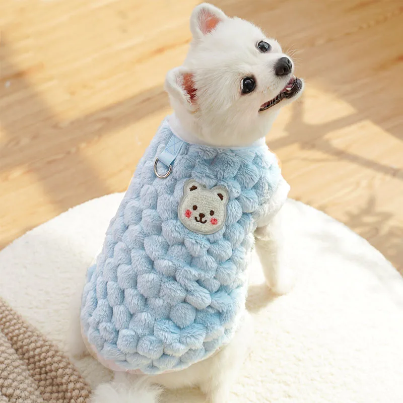 Ropa de lana para perros, ropa de invierno de manga corta para mascotas, abrigo con capucha cálido, chaqueta para perros pequeños y medianos, chaquetas de disfraces para cachorros Chiwawa - imagen 2