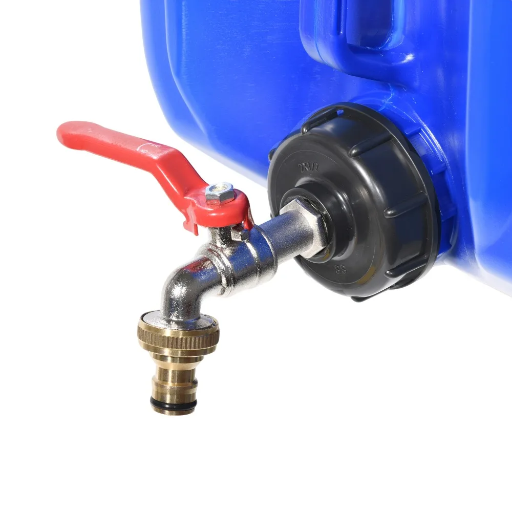 Adaptador de grifo de tanque IBC, conector de manguera de Metal de rosca S60x6 para tanque de agua de 1000L, grifo de conexión rápida, barril de lluvia para uso en jardín