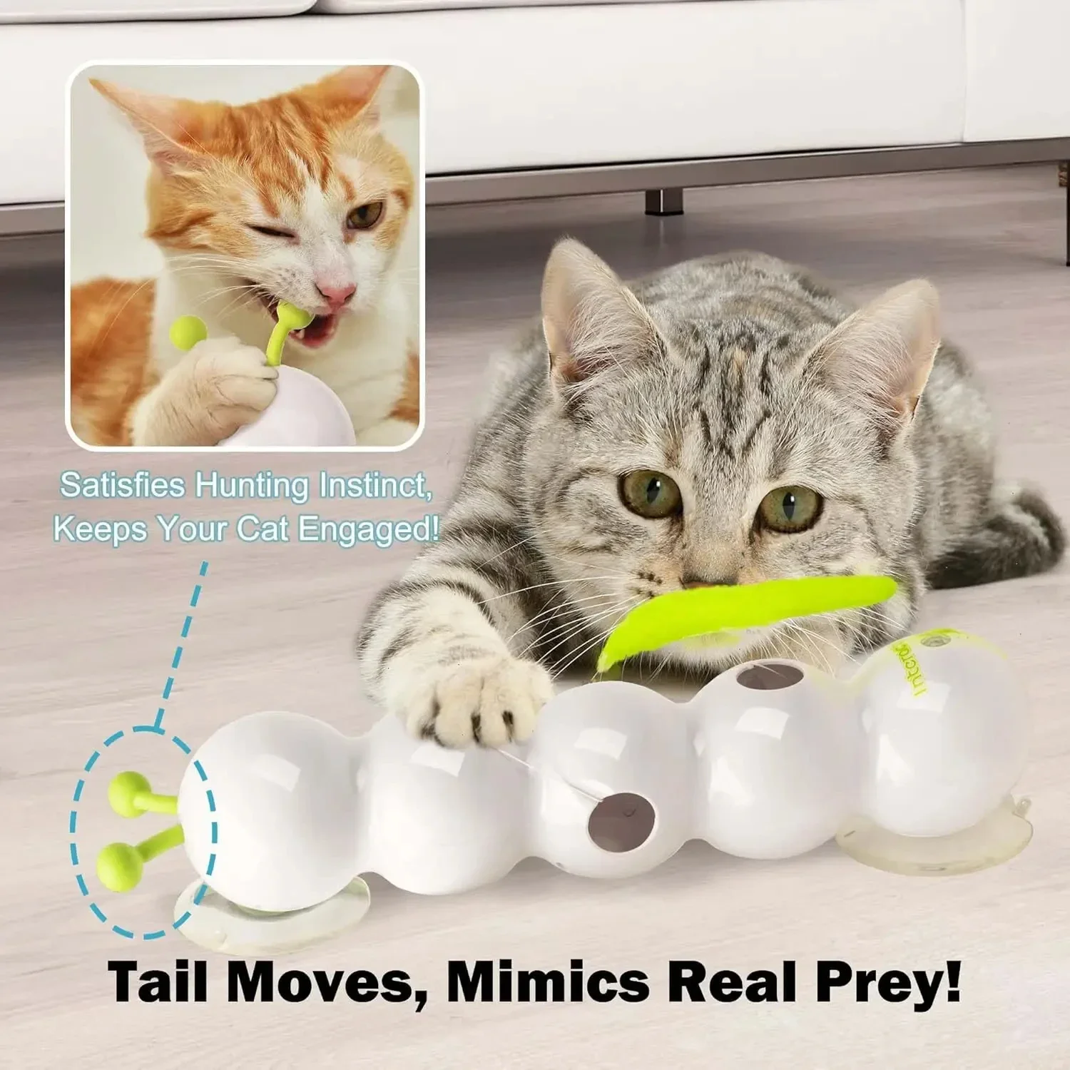 Palo interactivo inteligente para gatos Pro con cola de prey reemplazable, adecuado para la durabilidad del oscilación automática en hogares múltiples para gatos - imagen 2