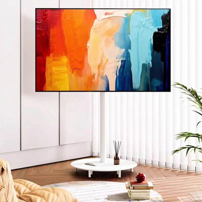 Soporte para TV móvil ajustable, carrito rodante con rotación de 360 para pantallas de 32-65 pulgadas, soporte para Monitor de suelo resistente para uso en oficina