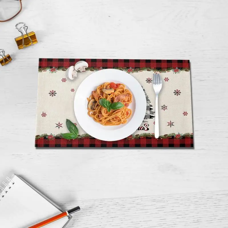 Manteles Individuales de Gnomo de Papá Noel rústico, resistentes al desgaste, decoración de temporada, suministros de fiesta para Hotel, cafetería, café, navidad - imagen 4