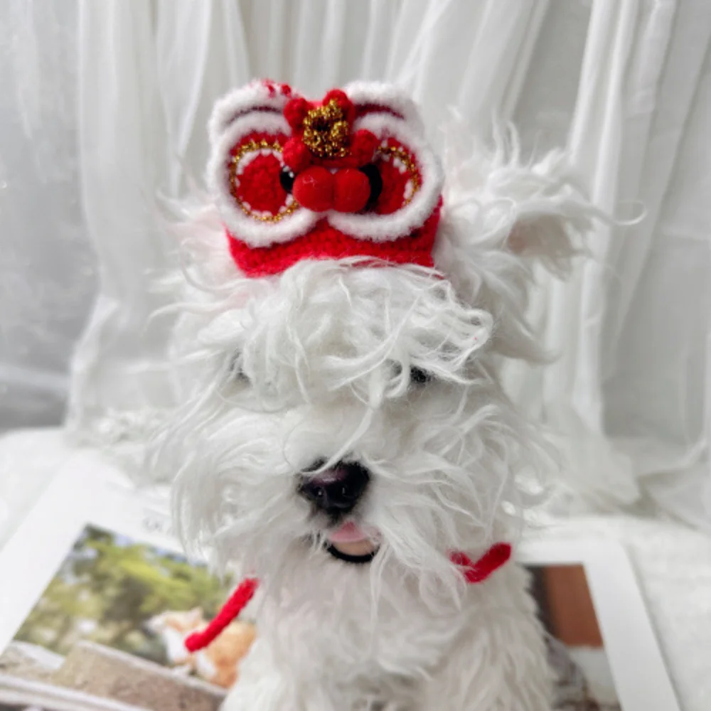 Gancho de mano para mascotas, Collar de castor de punto, sombrero de Navidad para mascotas, bufanda, accesorios para perros, accesorios para cachorros, Año Nuevo