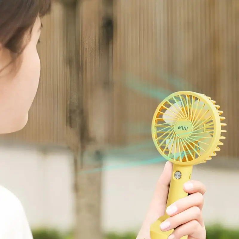 Miniventilador portátil recargable, ventilador de mano con Base, 3 velocidades, soporte para teléfono - imagen 3