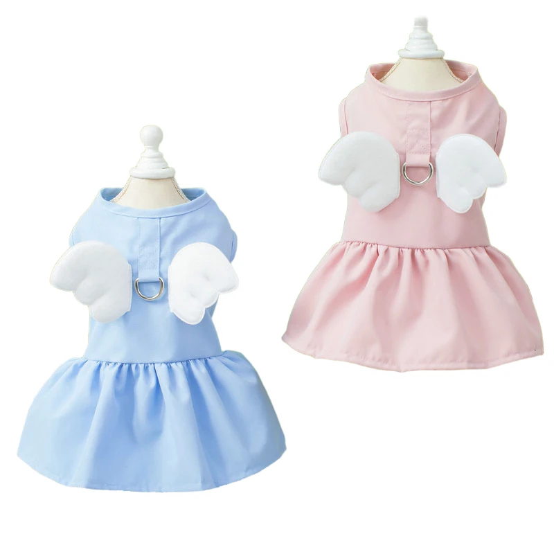 Vestido de ala de ángel para perro pequeño Shih Tzu, ropa de verano sin mangas para cachorro, faldas de princesa, vestido de verano con anillos en D - imagen 5