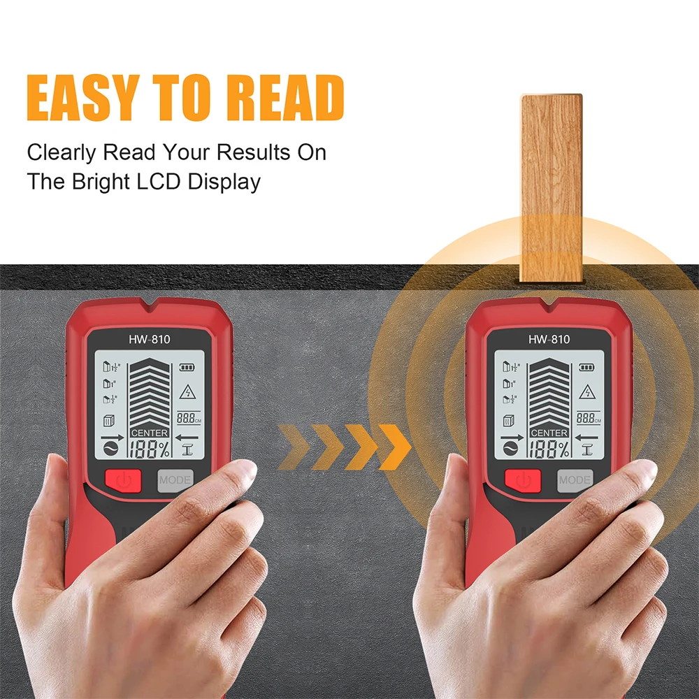 2025 Detector de Metales de mano 6 en 1 buscador de pernos de pared tubos de madera multifunción probador de profundidad de Metal de alambre de CA escáner de pared LCD HW-810 - imagen 2