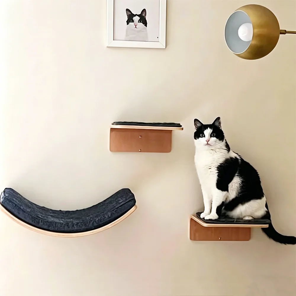 Rascador de pared para gatos con hamaca y estantes escalada - imagen 5