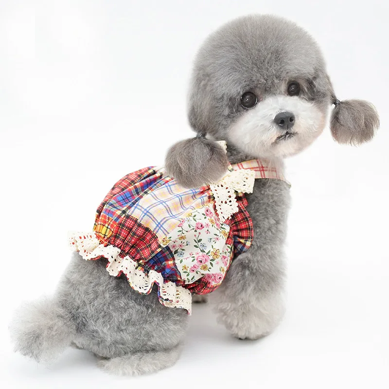 Vestido de lujo con farol para perro y niña, camisa para fiesta de boda, falda bonita para cachorro, ropa para perros de primavera y verano para perros pequeños, peluche - imagen 4