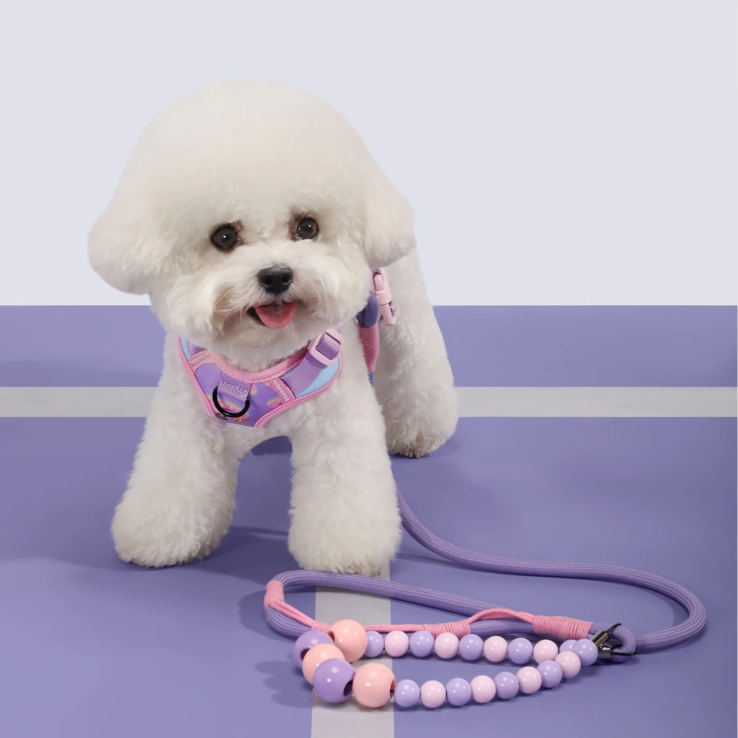 Conjunto de correa de arnés para mascotas para gatos y perros pequeños, correa de entrenamiento ajustable para perros con mango de cuentas, arnés de chaleco ligero para mascotas - imagen 4