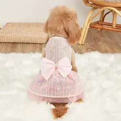 Vestido de boda mariposa lentejuelas lazo para perros pequeños y gatos
