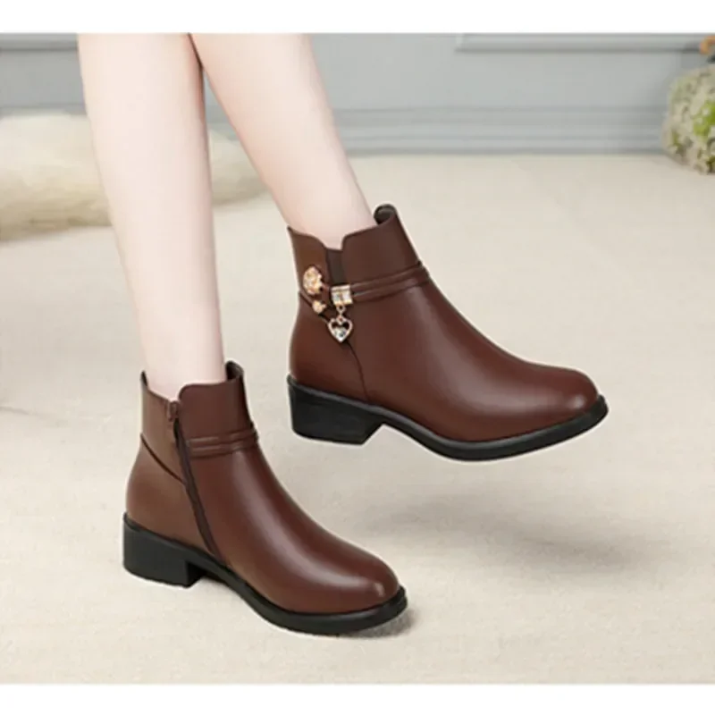 Zapatos de tacón Bajo de algodón para mujer, botines informales de suela suave y Cachemira, novedad de otoño e invierno - imagen 3