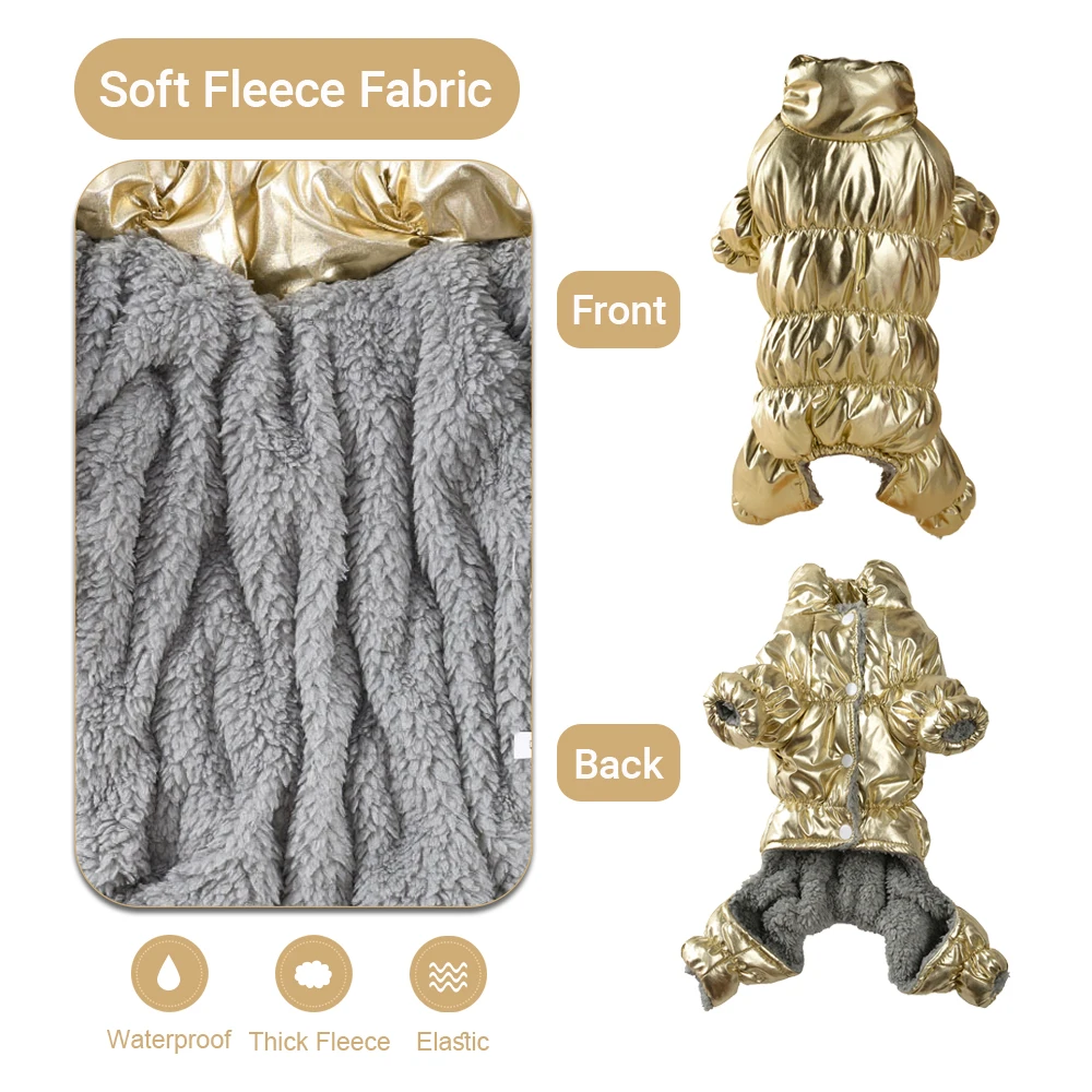 Abrigo cálido de invierno para perros, mono de lana gruesa, monos para perros pequeños y medianos, chaqueta elástica impermeable para cachorros, trajes para mascotas - imagen 3