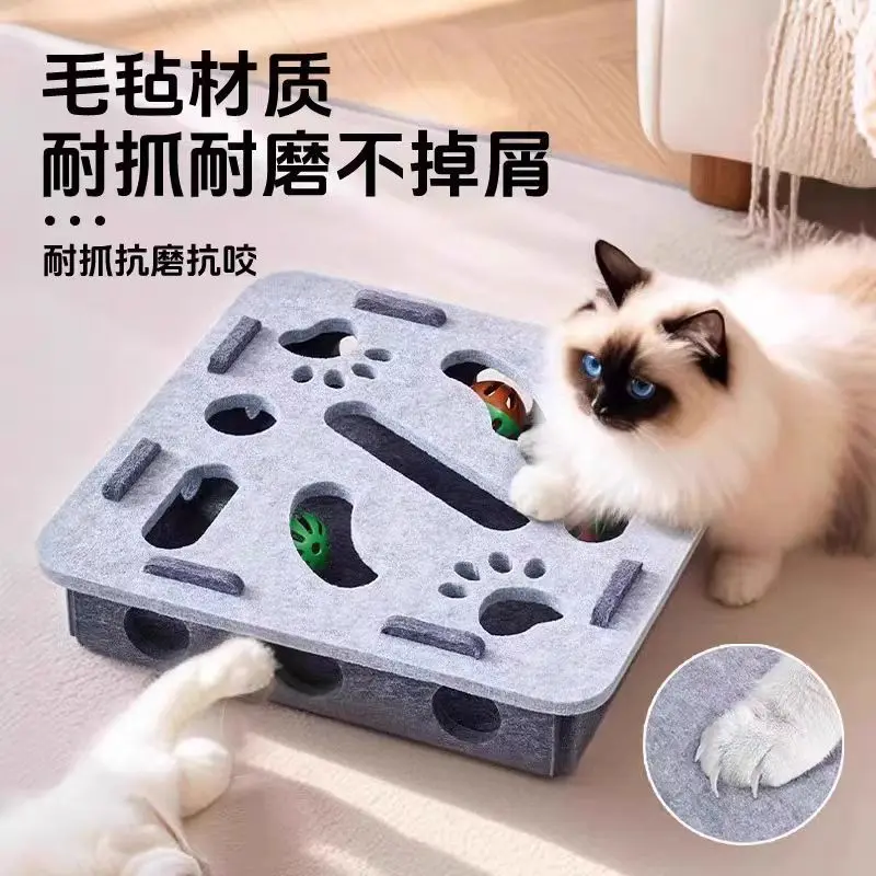 Juguete interactivo para gatos: laberinto de fieltro, bola y cascabel - imagen 3
