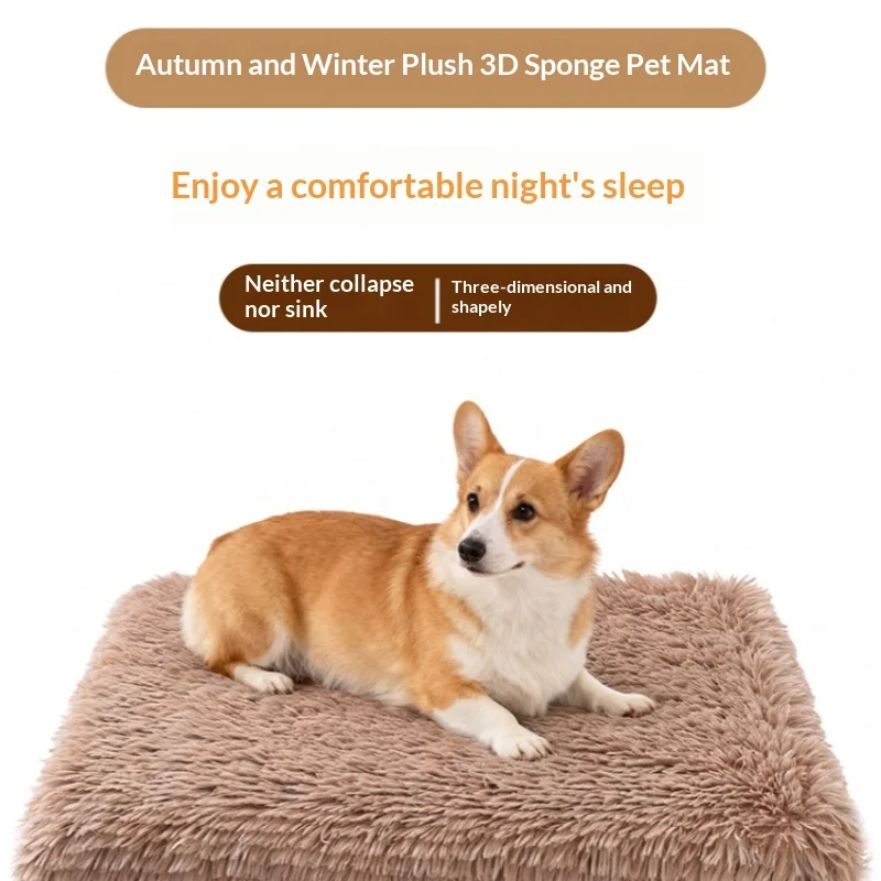 Cama para perros, camas para gatos de peluche súper suaves para perros pequeños, medianos y grandes, extraíble para limpiar al cojín para cachorros, camas para perros aplamadas, estera para mascotas - imagen 3