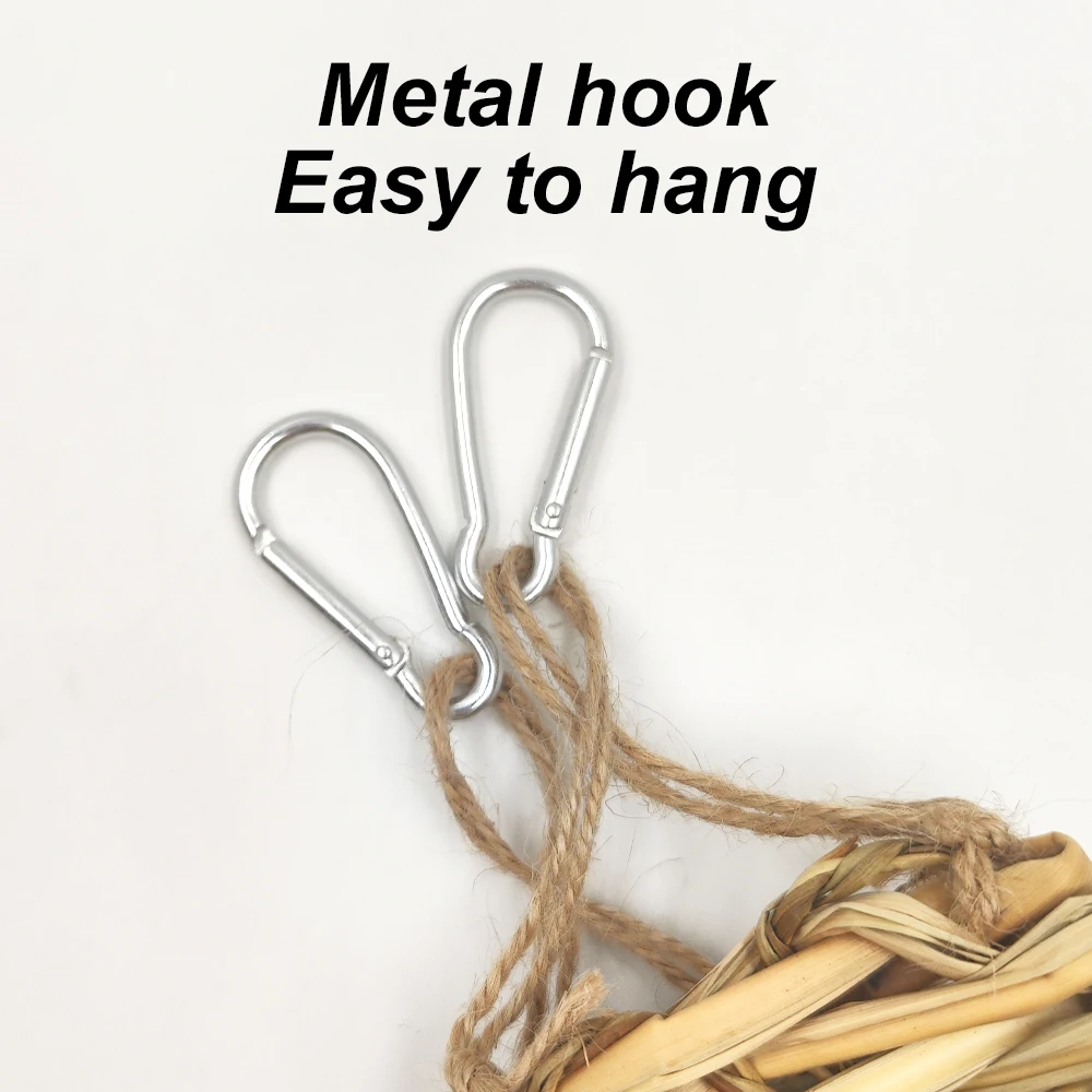 Juguetes para masticar pájaros y loros de madera de estilo aleatorio, jaula colgante hecha a mano de paja Natural para morder, columpio para escalar, colgante, columpio - imagen 4