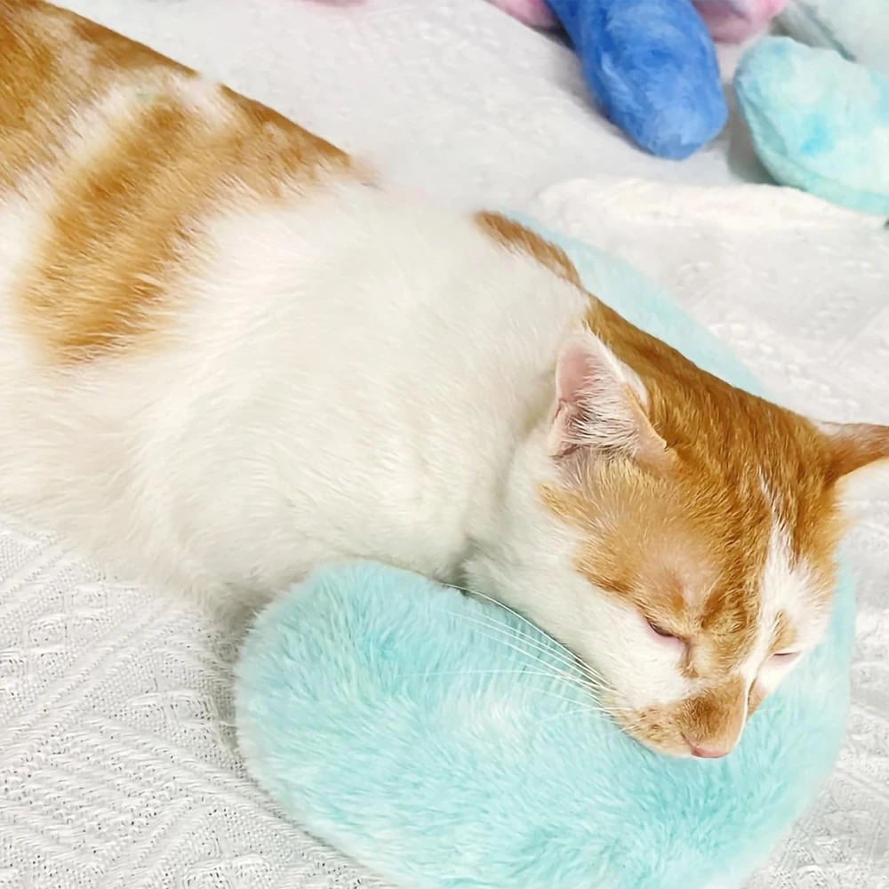 1 pc Random Color Pet Pillow Dog Cat Sleeping Moon U Shape Pillow Small Dog Plush Pillow Sleeping Mat for Indoor Cats Puppies - imagen 5