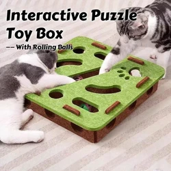 Caja interactiva de rompecabezas para gatos con bolas rodantes, juguete de laberinto de fieltro atractivo para gatos de interior, estimulación mental y ejercicio de caza ​ ​