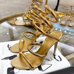Sandalias tacón alto doradas y plateadas mujer – Fiesta y graduación