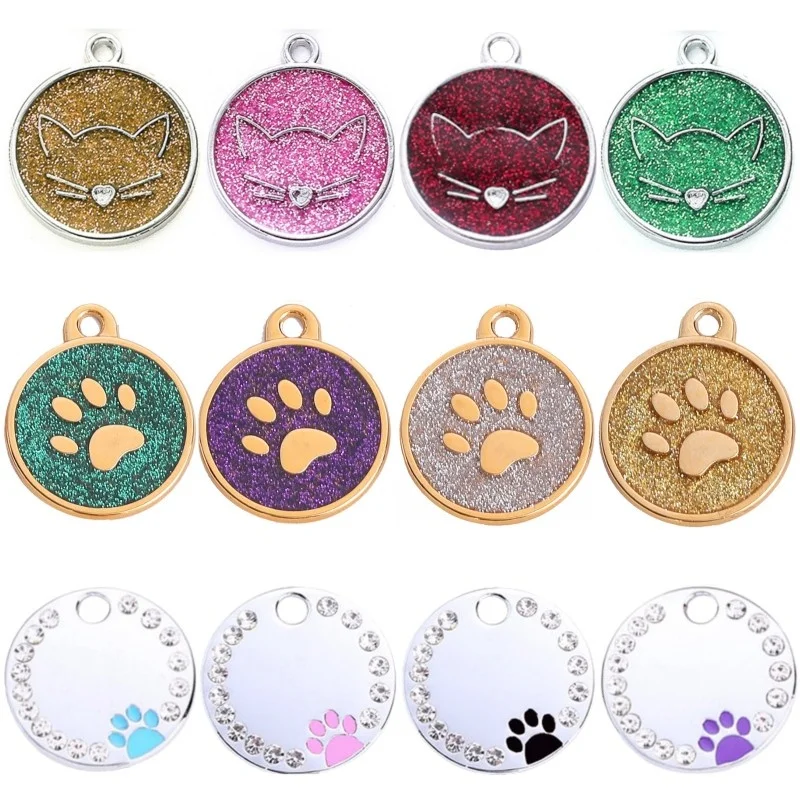 Etiquetas de dirección de Collar de perro personalizables, etiqueta de identificación personalizada para perro, gato, nombre de mascota grabado gratis, etiquetas circulares, suministros antipérdida para perros