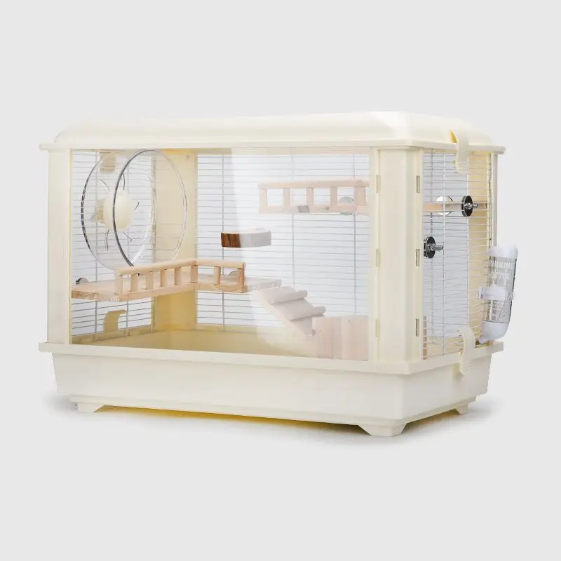 Jaula para hámster de oso dorado para mascotas pequeñas, transparente, gran espacio, acrílico, visualización, alimentación, Villa, fácil de limpiar, productos para mascotas, accesorios - imagen 5