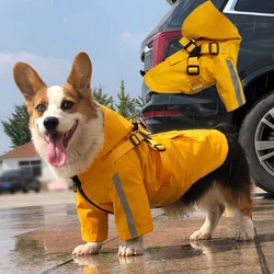 Impermeable con arnés para perros pequeños – Corgi Shiba Inu reflectante