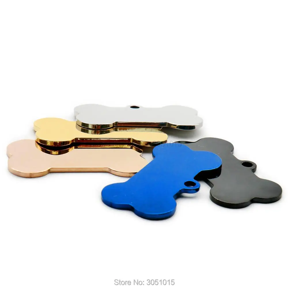 Placa identificativa de acero inoxidable para collar – Forma hueso para perro y gato - imagen 3