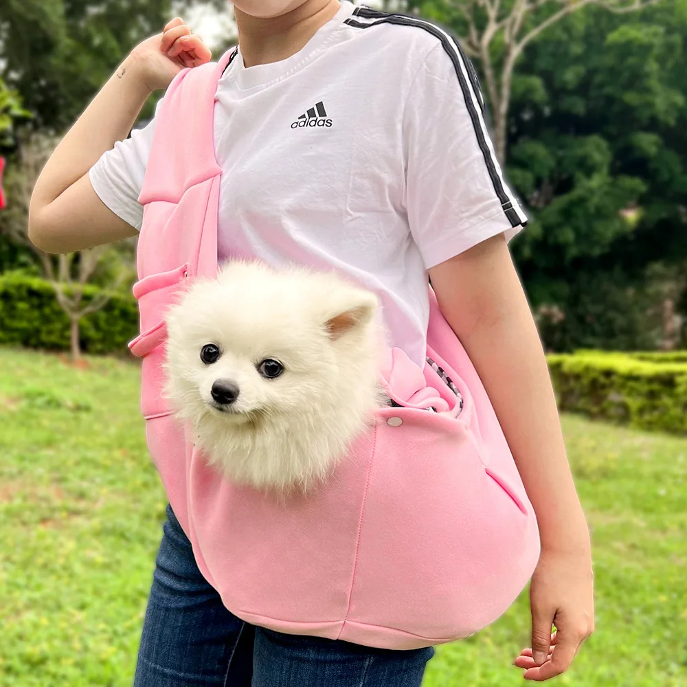 Bolsa de transporte para mascotas, bandolera cruzada de lona para perros pequeños y gatos, se adapta a cachorros, osito, Chihuahua, para caminar y viajar - imagen 2