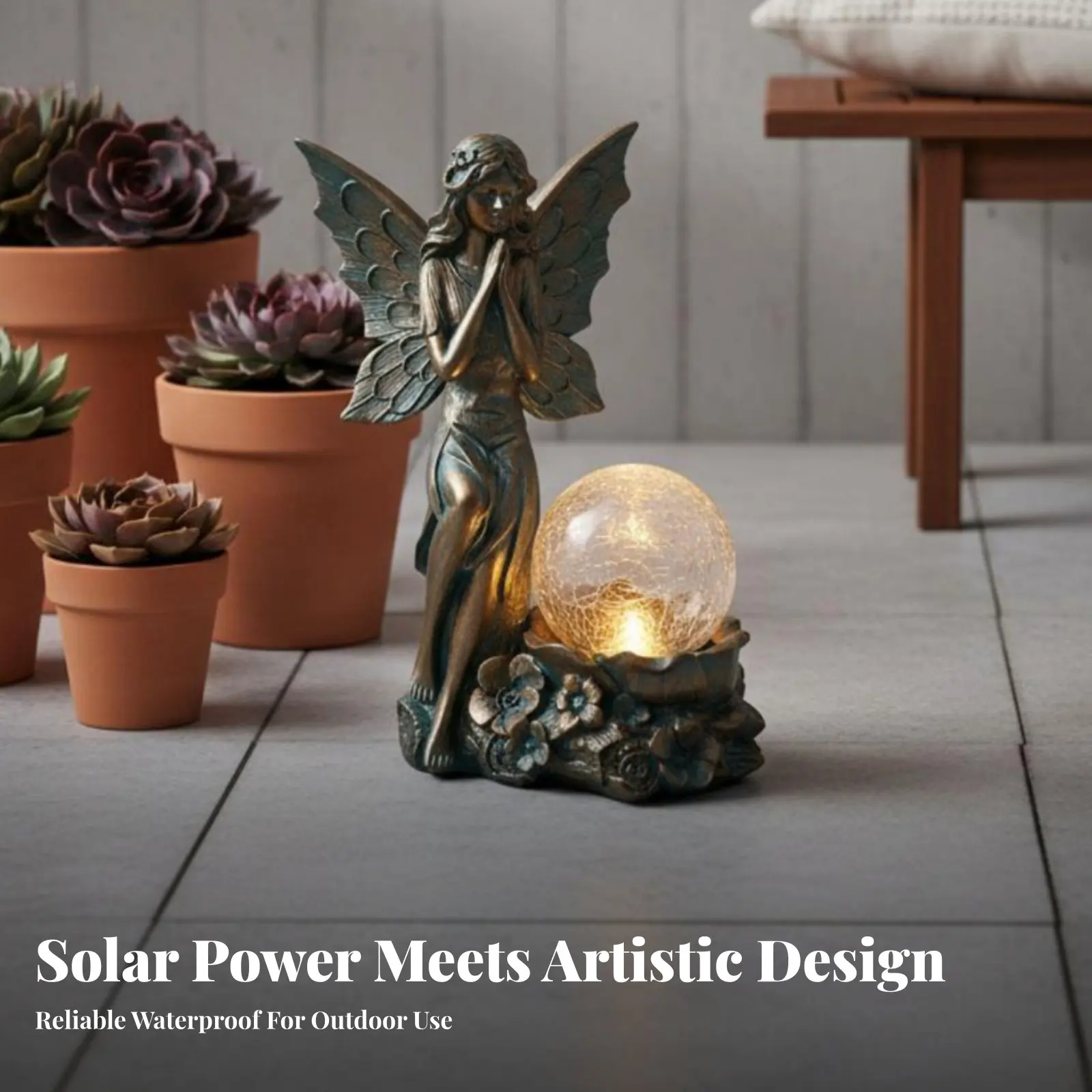 Estatua solar de hadas jardín – Lámpara automática resistente al clima - imagen 5