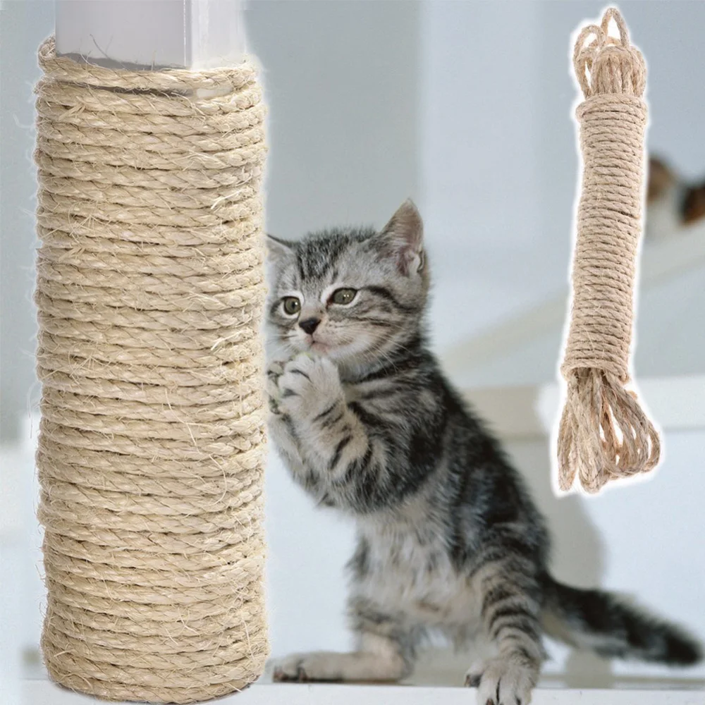 Cuerda de Sisal para rascar gatos de 10M, cuerda de Yute Natural de 4mm de espesor para postes rascadores, árboles para gatos, proyectos de bricolaje, cuerda de Sisal para rascador de gatos